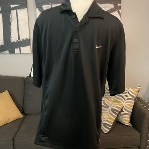 Nike Dri Fit Polo Shirt Mens Size Large Short Sleeve Casual Black White